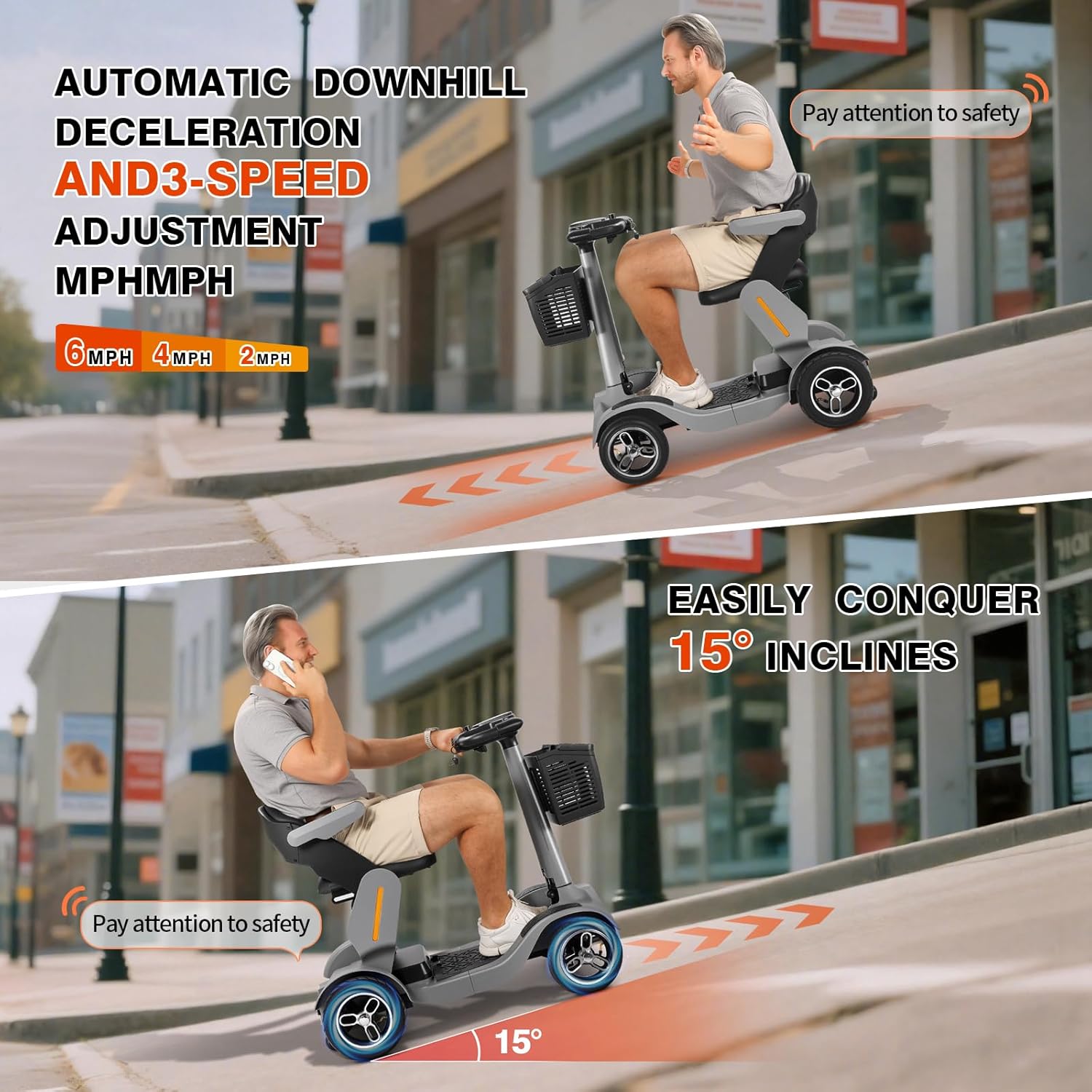 Mobility Scooters for Seniors &Adults, 4 Wheel Powered Travel Wheelchair Device 500W Motor 34Miles Range, 265 lb Capacity, 36V 21AH Battery