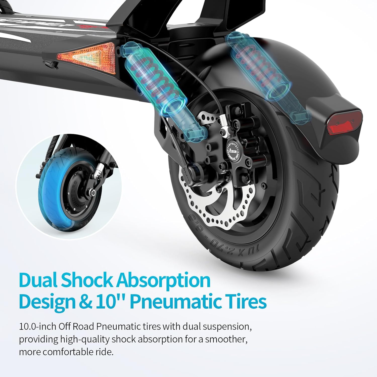 Electric Scooter, 60V 23.6AH, Dual Motor(Peak 5600W),60mph Electric Scooter,10" Off-Road Tires, 360° Lights, Long Range, Dual Suspension, High Weight Capacity(Kullter Max)