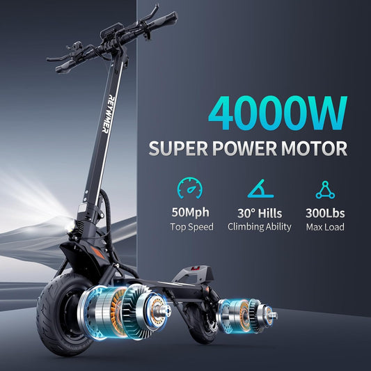 Electric Scooter, 60V 23.6AH, Dual Motor(Peak 5600W),60mph Electric Scooter,10" Off-Road Tires, 360° Lights, Long Range, Dual Suspension, High Weight Capacity(Kullter Max)