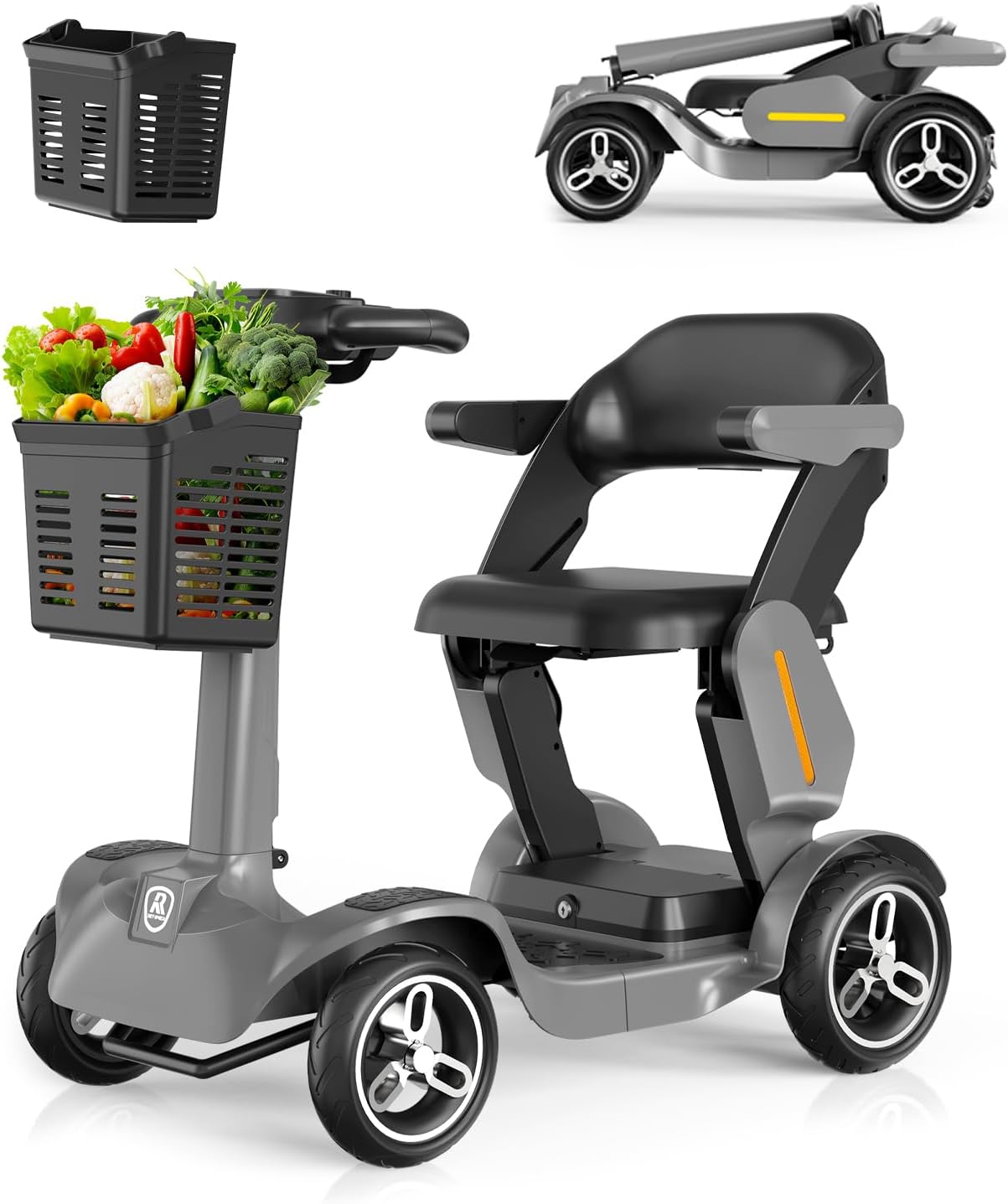 Mobility Scooters for Seniors &Adults, 4 Wheel Powered Travel Wheelchair Device 500W Motor 34Miles Range, 265 lb Capacity, 36V 21AH Battery